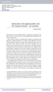 Cambridge University Press7 - The Original Position Edited by Timothy Hinton Excerpt More information