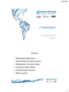 II. Wastewater Dr. Roberto Parra Saldivar