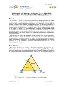 T1.J1.3 REUNIAM  REUNIAM Publishable JRP Summary for Project T1 J1.3 (REUNIAM) Foundations for a Redefinition of the SI Base Unit Ampere Rationale