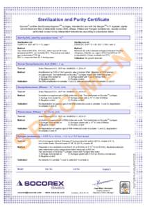 Sterilization and Purity Certificate ® TM  TM