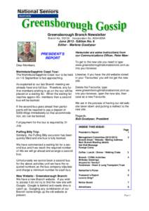Greensborough Branch Newsletter Branch NoIncorporation No. A0044936A  JuneEdition No. 6