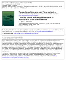 This article was downloaded by: [University of Florida] On: 21 January 2014, At: 06:53 Publisher: Taylor & Francis Informa Ltd Registered in England and Wales Registered Number: Registered office: Mortimer House,