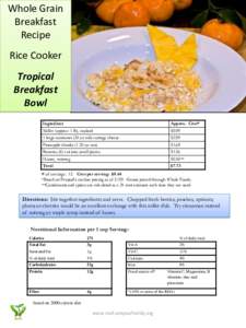 Whole Grain Breakfast Recipe Rice Cooker Tropical