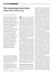 PERSPECTIVES  The Continuing Food Crisis Global Policy Reforms Lag Timothy A Wise, Sophia Murphy