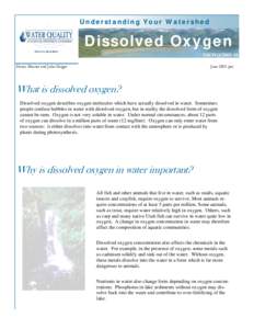 Understanding Your Watershed  Dissolved Oxygen NR/WQNancy Mesner and John Geiger