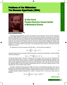 The prize problems  Problems of the Millennium: The Riemann Hypothesis[removed]by Peter Sarnak