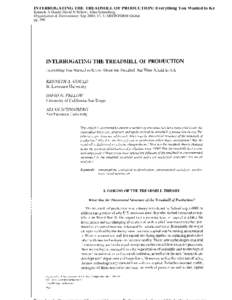INTERROGATING THE TREADMILL OF PRODUCTION: Everything You Wanted to Know Abou Kenneth A Gould; David N Pellow; Allan Schnaiberg Organization & Environment; Sep 2004; 17, 3; ABI/INFORM Global pg. 296  Reproduced with per