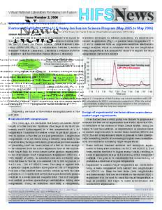 Virtual National Laboratory for Heavy Ion Fusion Issue Number 2, 2006 News  Research Highlights of the U.S Heavy Ion Fusion Science Program (May 2005 to May 2006)