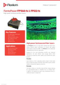 PRODUCT DATASHEET  FemtoPower FP1060-fs & FP532-fs High-power femtosecond fiber lasers  Key Features