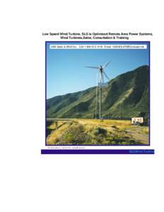 Synergy Power Corporation | SLG Wind Turbine