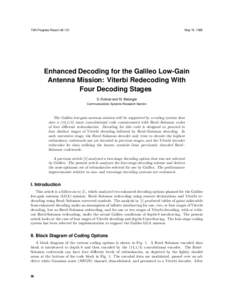 TDA Progress Report[removed]May 15, 1995 Enhanced Decoding for the Galileo Low-Gain Antenna Mission: Viterbi Redecoding With