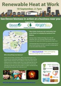 Many homes, businesses and communities from across Devon are enjoying heat produced from biomass. Heating is often a hidden technology, but on the 18th September 2013, over 20 biomass boiler owners and the businesses tha