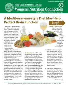 August 2011 • Volume 14 • Number 8  A Mediterranean-style Diet May Help See page 2 Protect Brain Function for recipe ...