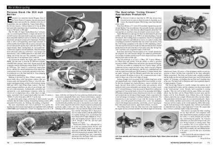 World Motorcycling Peraves Crack the 200 mph Barrier The Australian “Irving Vincent” Approaches Production
