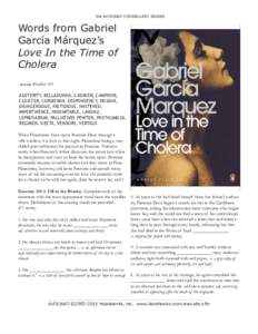 the AVOCABO VOCABULARY SERIES  Words from Gabriel García Márquez’s Love In the Time of Cholera