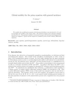 Global stability for the prion equation with general incidence P. Gabriel ∗  January 19, 2015