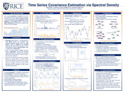 Time Series Covariance Estimation via Spectral Density Sergii Babkin, Oleg Melnikov. [removed], [removed] Research Advisor: Katherine B. Ensor, Rice University, Dept. of Statistics Ever increasi