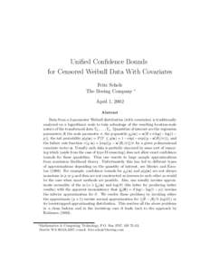 Unified Confidence Bounds for Censored Weibull Data With Covariates Fritz Scholz The Boeing Company  ∗