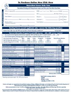 SC DNR Nonresident License Order Form
