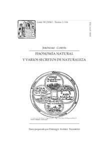 Jerónimo Cortés  FISONOMÍA NATURAL Y VARIOS SECRETOS DE NATURALEZA  Texto preparado por Enrique Suárez Figaredo