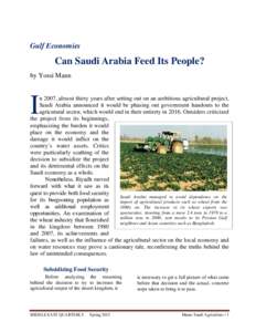 Gulf Economies  Can Saudi Arabia Feed Its People? by Yossi Mann  I