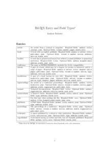 BibTEX Entry and Field Types∗ Andrew Roberts Entries article book