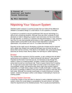 A Journal of Practical and Useful Vacuum Technology From