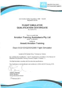 AUS[removed]Flight Simulator Qualification Certificate