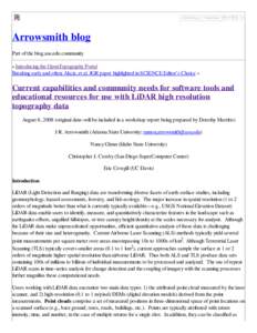 Arrowsmith blog » Blog Archive » Current capabilities and community needs for software tools and educational resources for use