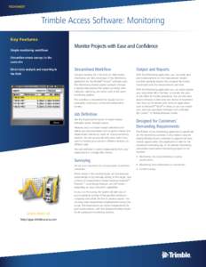 TECHSHEET  Trimble Access Software: Monitoring Key Features Simple monitoring workflows