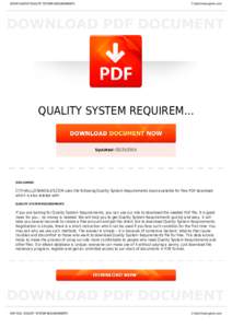 BOOKS ABOUT QUALITY SYSTEM REQUIREMENTS  Cityhalllosangeles.com QUALITY SYSTEM REQUIREM...
