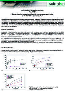 sciFLEXARRAYER Application Note NoComprehensive comparison of protein microarray supports using contact and non-contact systems Reliable production of biochips depends on many parameters. In the DNA world, glass 