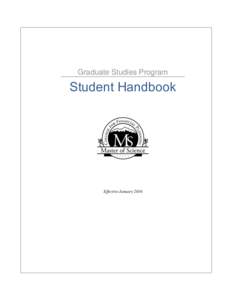 Graduate Studies Program  Student Handbook Effective January 2016