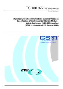 TSV6Technical Specification Digital cellular telecommunications system (Phase 2+); Specification of the Subscriber Identity Module Mobile Equipment (SIM - ME) interface (GSMversionRe