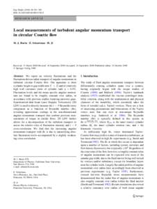 Exp Fluids:763–769 DOIs00348RESEARCH ARTICLE  Local measurements of turbulent angular momentum transport