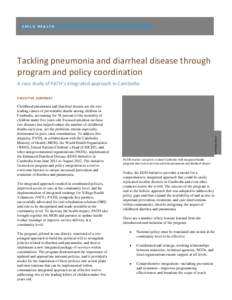 Tackling Pneumonia and Diarrheal Disease Through Program and Policy Coordination