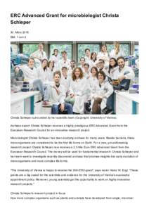 ERC Advanced Grant for microbiologist Christa Schleper 30. März 2016 Bild: 1 von 4  Christa Schleper surrounded by her scientific team (Copyright: University of Vienna).