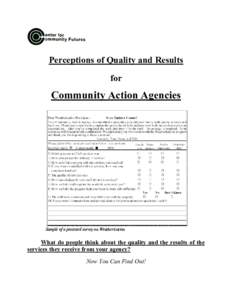 Perceptions of Quality and Results for Community Action Agencies  Sample of a postcard survey on Weatherization