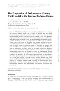 Journal of Refugee Studies Vol. 24, No. 3 ß The Author[removed]Published by Oxford University Press. All rights reserved. For Permissions, please email: [removed] doi:[removed]jrs/fer027 Advance Access p