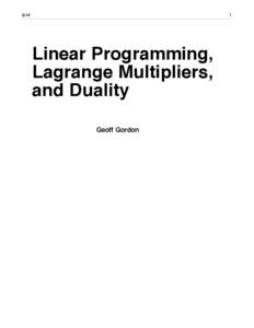 lp.nb  1 Linear Programming, Lagrange Multipliers,