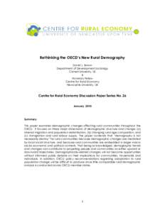 Rethinking the OECD’s New Rural Demography David L. Brown Department of Development Sociology Cornell University, US & Honorary Fellow