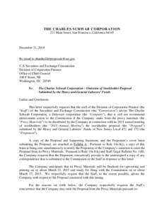 The Charles Schwab Corporation; Rule 14a-8 no-action letter