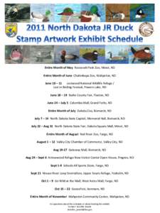 2011 North Dakota JR Duck Stamp Artwork Exhibit Schedule
