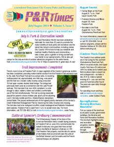 a newsletter from James City County Parks and Recreation  P&RTimes July/Augustl