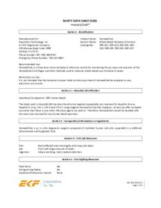 SAFETY DATA SHEET (SDS) HemataChek™ Section I - Identification Manufactured For: Separation Technology, Inc. An EKF Diagnostics Company