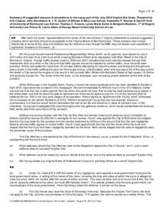 Page 1 of 16 Summary of suggested answers & annotations to the essay part of the July 2014 Virginia Bar Exam. Prepared by Eric Chason, John Donaldson & J. R. Zepkin of William & Mary Law School, Emmeline P. Reeves & Davi