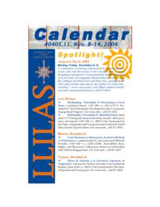 Calendar #[removed], Nov. 8–14, 2004 University of Texas at Austin College of Liberal Arts
