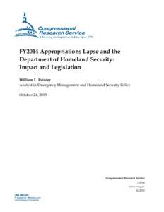 FY2014 Appropriations Lapse and the Department of Homeland Security: Impact and Legislation