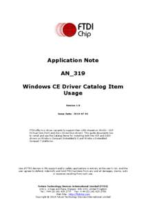 Windows CE Driver Catalog Item Usage