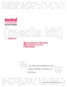 Musical America Directory MusicalAmerica.com E-Newsletter  ...my daily musical bible for half a